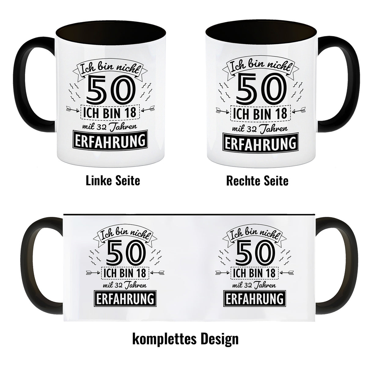 Witziger Kaffeebecher für den 50. Geburtstag mit Motiv: Erfahrung