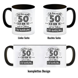 Witziger Kaffeebecher für den 50. Geburtstag mit Motiv: Erfahrung