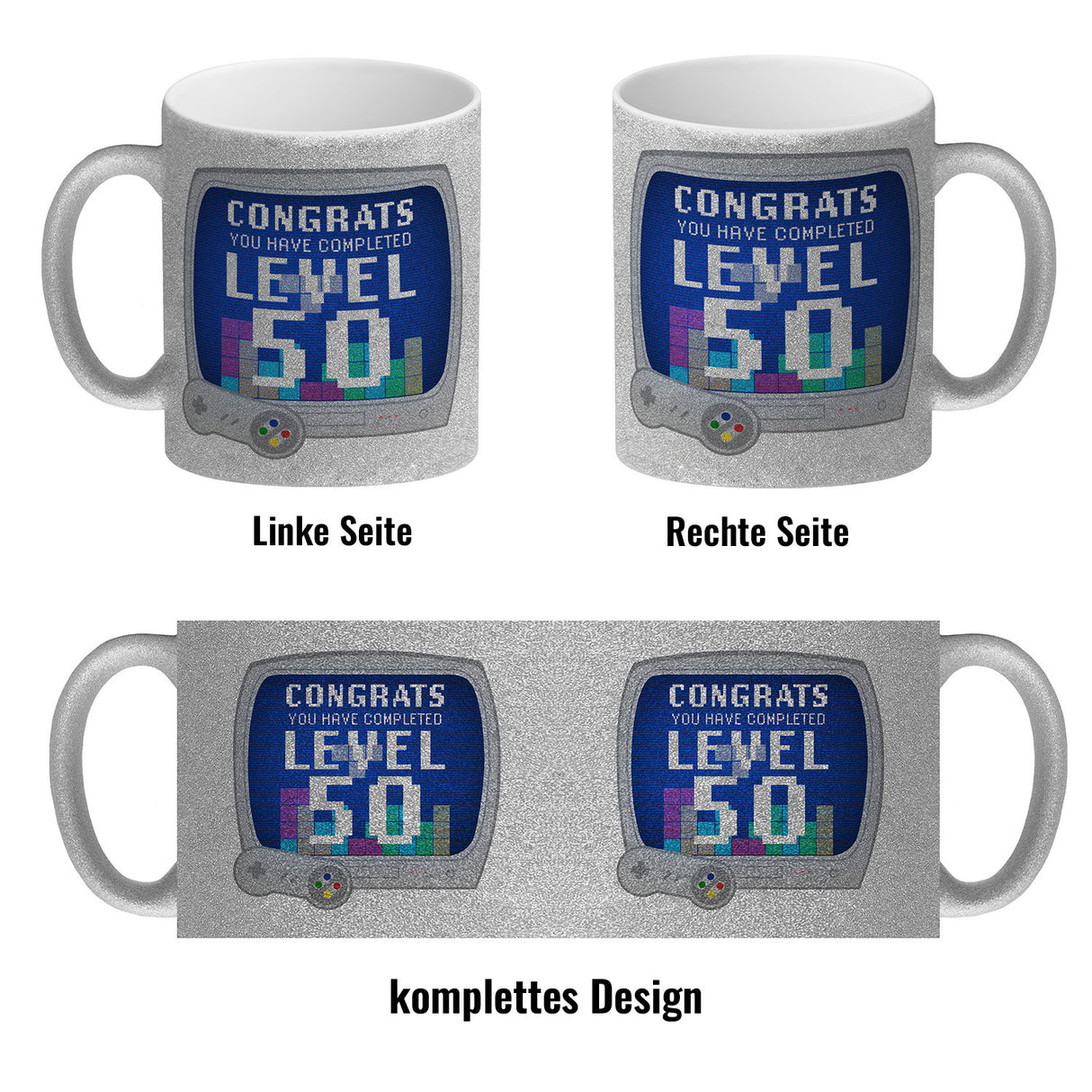 Witziger Kaffeebecher für den 50. Geburtstag mit Motiv: Gamer