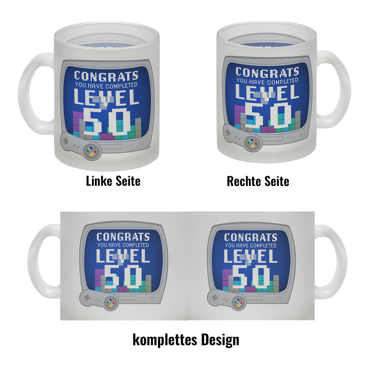 Witziger Kaffeebecher für den 50. Geburtstag mit Motiv: Gamer