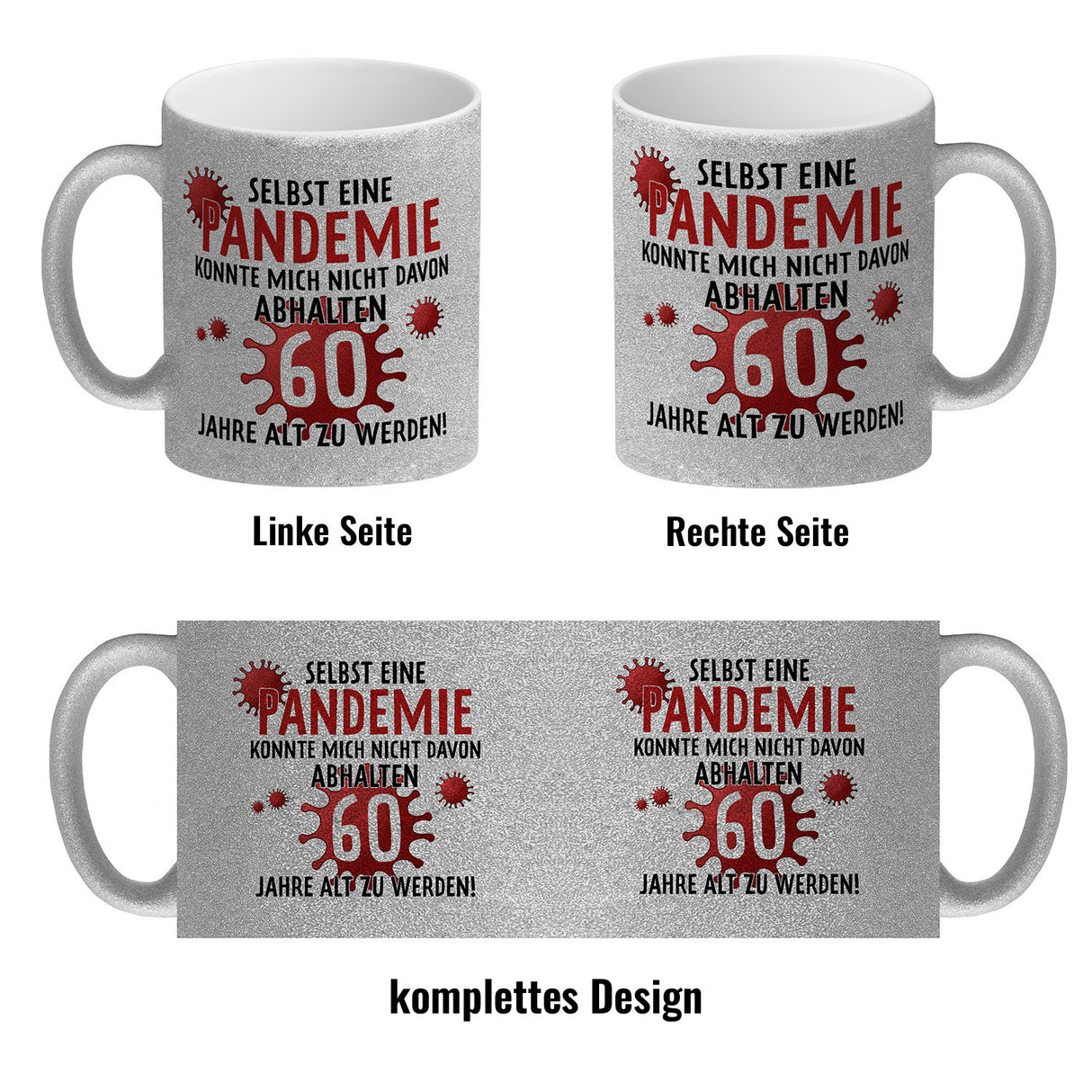 Witziger Kaffeebecher für den 60. Geburtstag mit Motiv: Pandemie