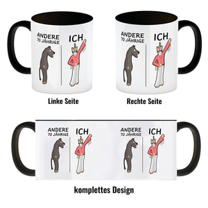 Witziger Kaffeebecher für den 70. Geburtstag mit Motiv: Andere und ich