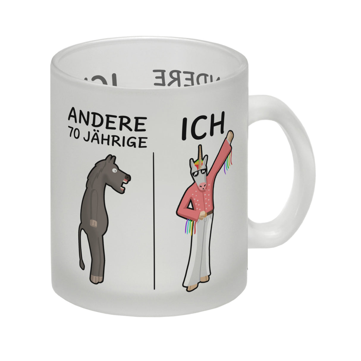 Witziger Kaffeebecher für den 70. Geburtstag mit Motiv: Andere und ich
