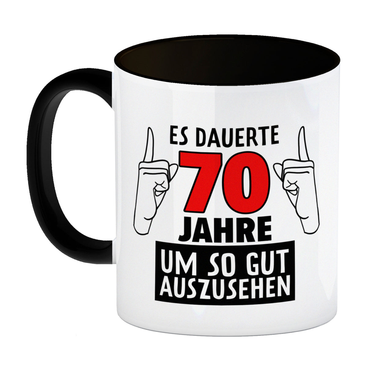 Witziger Kaffeebecher für den 70. Geburtstag mit Motiv: Gutes Aussehen