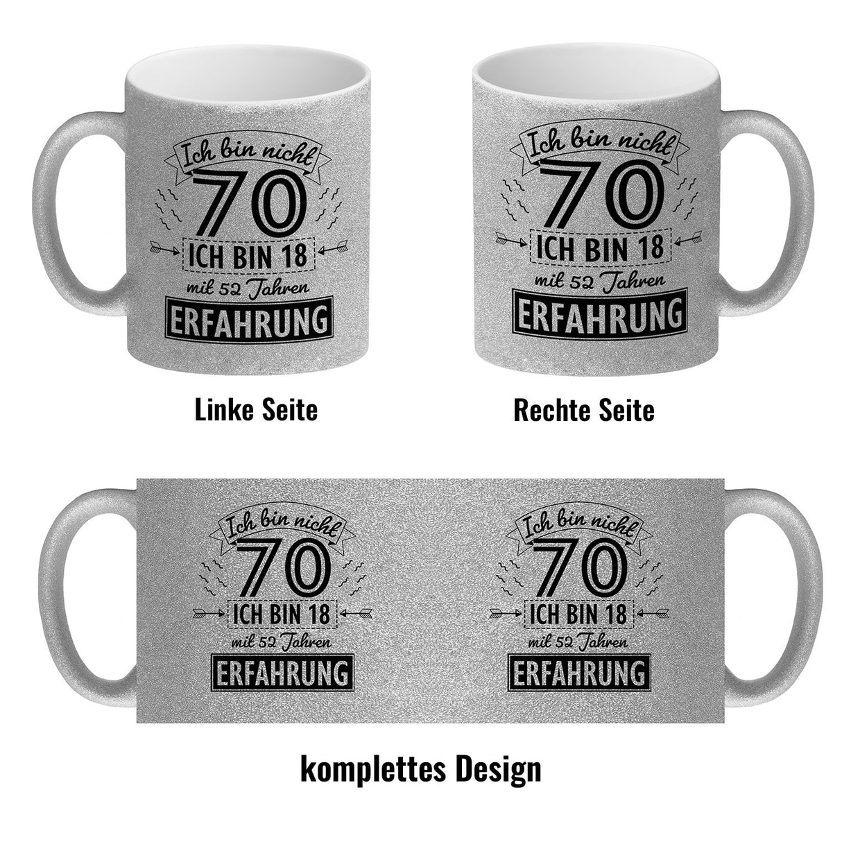 Witziger Kaffeebecher für den 70. Geburtstag mit Motiv: Erfahrung