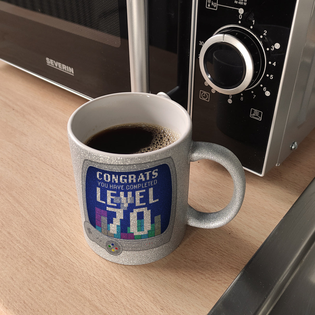 Witziger Kaffeebecher für den 70. Geburtstag mit Motiv: Gamer
