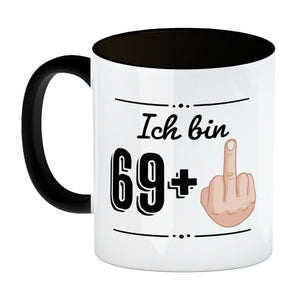 Witziger Kaffeebecher für den 70. Geburtstag mit Motiv: Mittelfinger