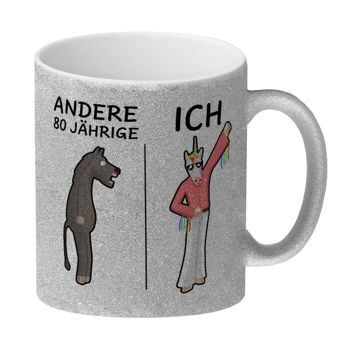 Witziger Kaffeebecher für den 80. Geburtstag mit Motiv: Andere und ich