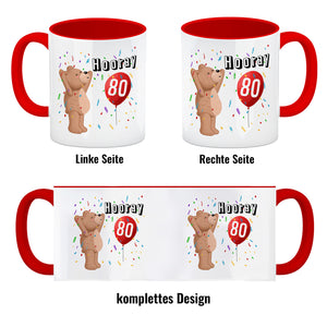 Witziger Kaffeebecher für den 80. Geburtstag mit Motiv: Hooray