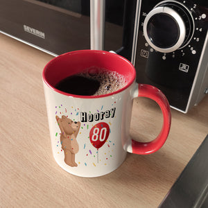 Witziger Kaffeebecher für den 80. Geburtstag mit Motiv: Hooray