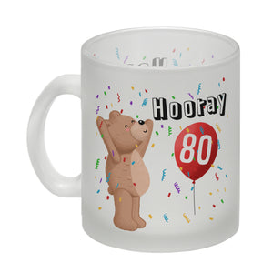 Witziger Kaffeebecher für den 80. Geburtstag mit Motiv: Hooray