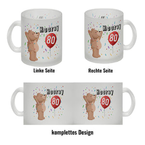 Witziger Kaffeebecher für den 80. Geburtstag mit Motiv: Hooray