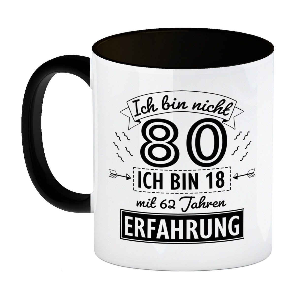Witziger Kaffeebecher für den 80. Geburtstag mit Motiv: Erfahrung
