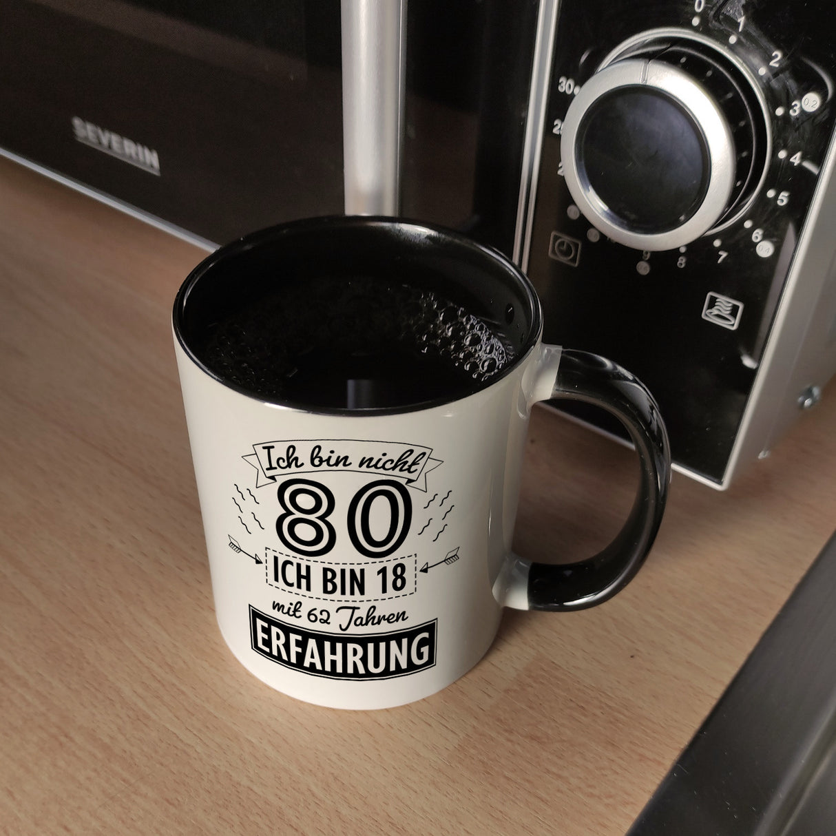 Witziger Kaffeebecher für den 80. Geburtstag mit Motiv: Erfahrung