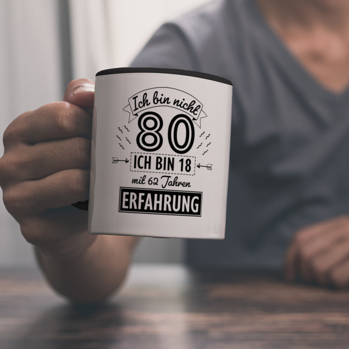 Witziger Kaffeebecher für den 80. Geburtstag mit Motiv: Erfahrung