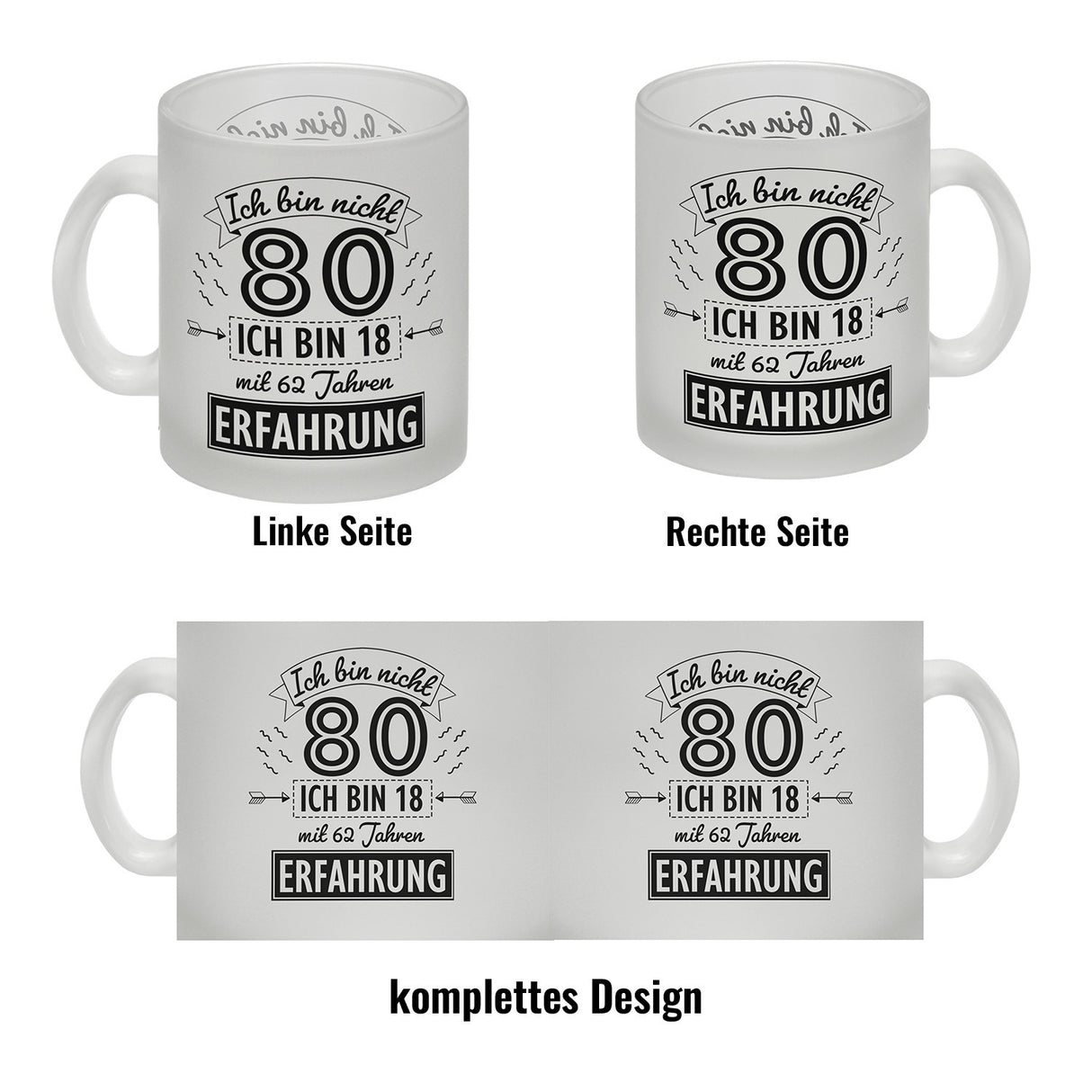 Witziger Kaffeebecher für den 80. Geburtstag mit Motiv: Erfahrung