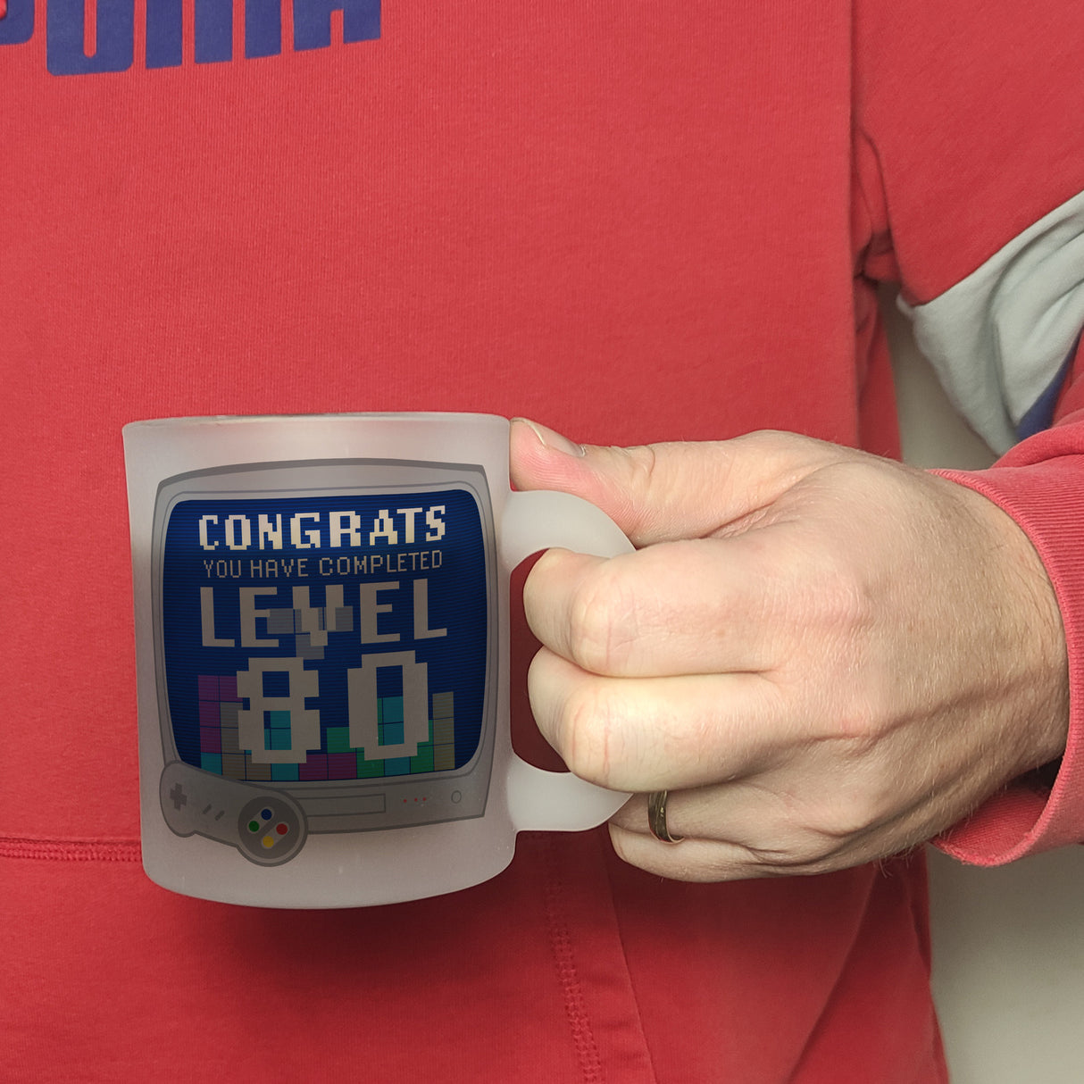 Witziger Kaffeebecher für den 80. Geburtstag mit Motiv: Gamer