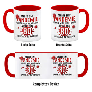Witziger Kaffeebecher für den 80. Geburtstag mit Motiv: Pandemie
