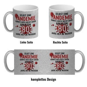 Witziger Kaffeebecher für den 80. Geburtstag mit Motiv: Pandemie