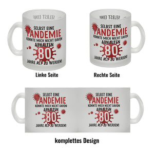 Witziger Kaffeebecher für den 80. Geburtstag mit Motiv: Pandemie