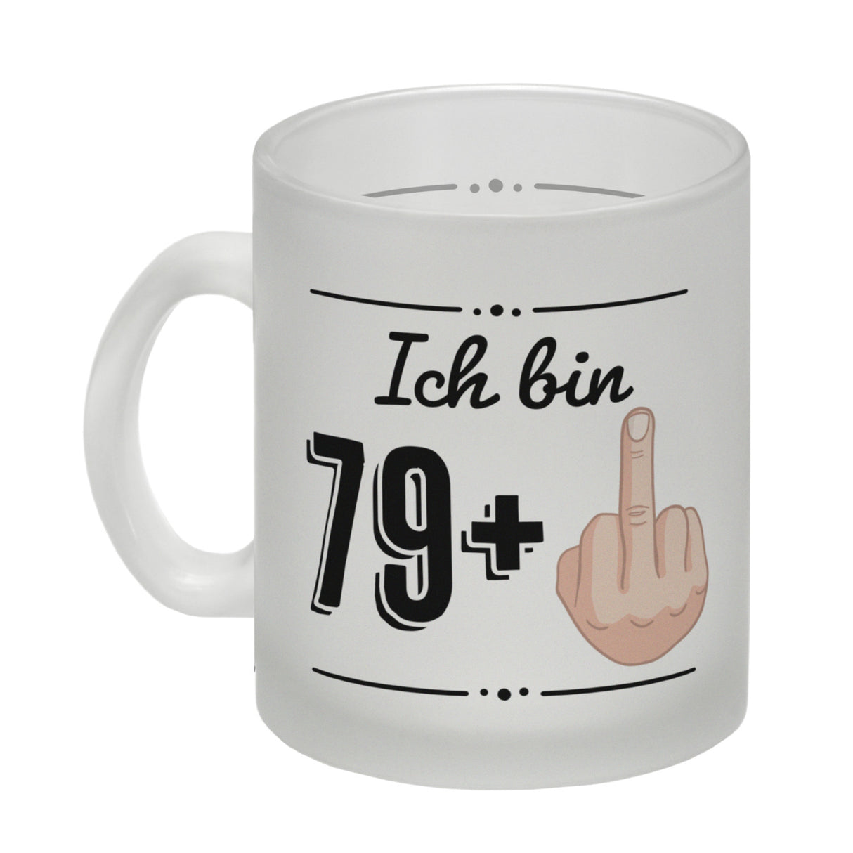 Witziger Kaffeebecher für den 80. Geburtstag mit Motiv: Mittelfinger