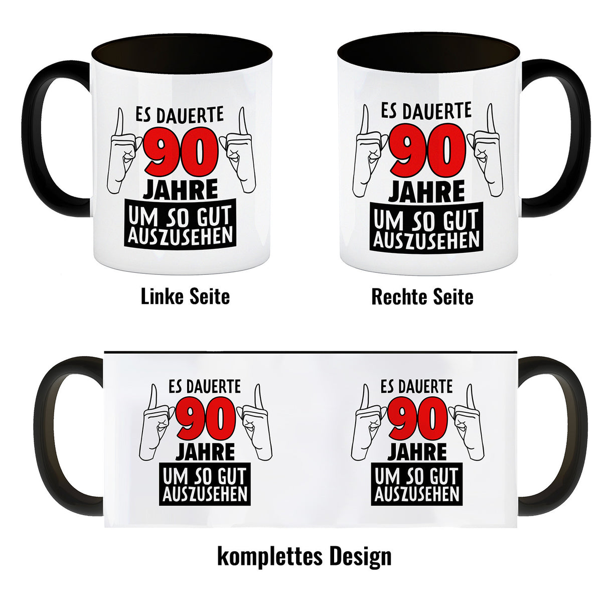 Witziger Kaffeebecher für den 90. Geburtstag mit Motiv: Gutes Aussehen