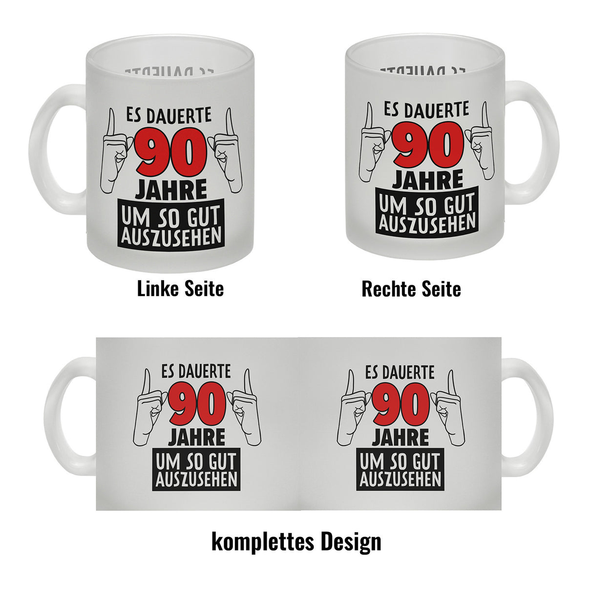 Witziger Kaffeebecher für den 90. Geburtstag mit Motiv: Gutes Aussehen