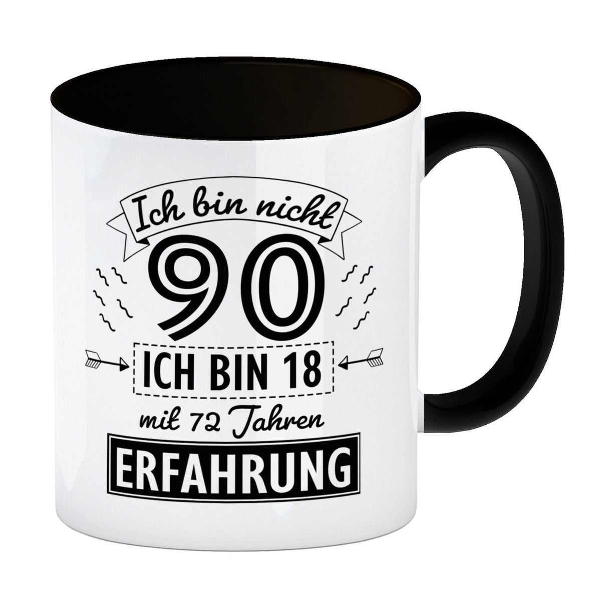 Witziger Kaffeebecher für den 90. Geburtstag mit Motiv: Erfahrung