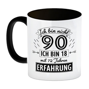 Witziger Kaffeebecher für den 90. Geburtstag mit Motiv: Erfahrung
