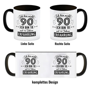 Witziger Kaffeebecher für den 90. Geburtstag mit Motiv: Erfahrung