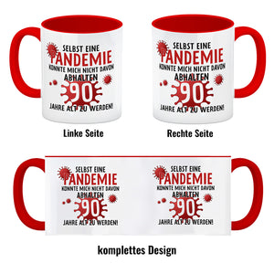 Witziger Kaffeebecher für den 90. Geburtstag mit Motiv: Pandemie