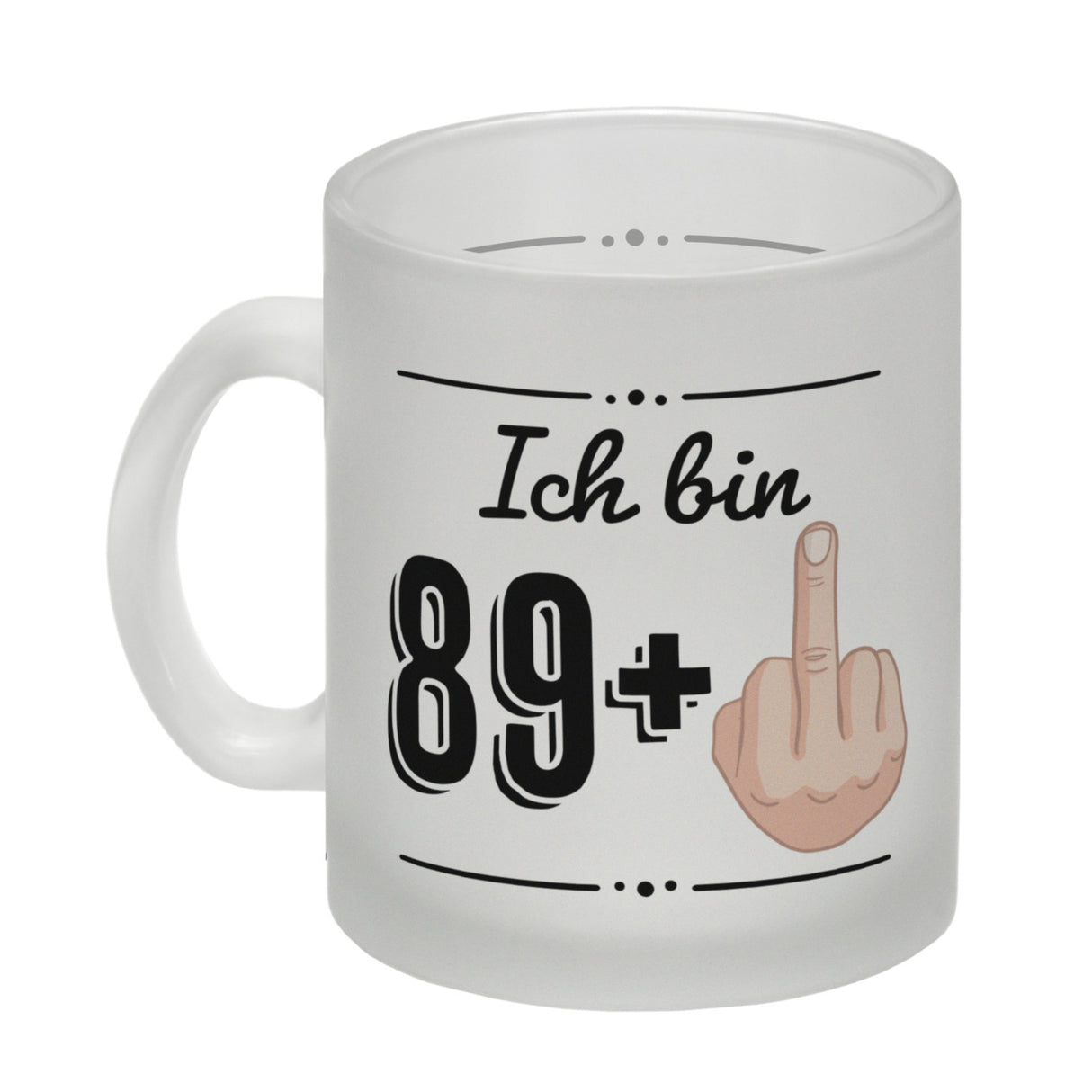 Witziger Kaffeebecher für den 90. Geburtstag mit Motiv: Mittelfinger