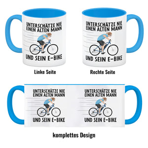 Unterschätze nie einen alten Mann und sein E-Bike Kaffeebecher