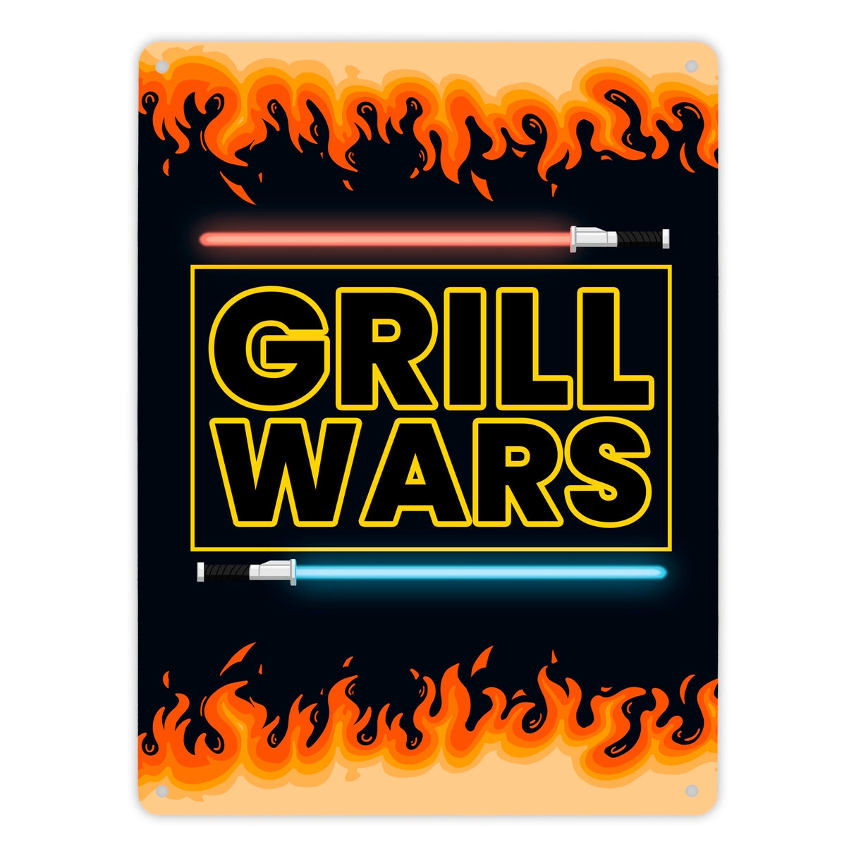 Grill Wars Metallschild für den Grill mit Laserschwert