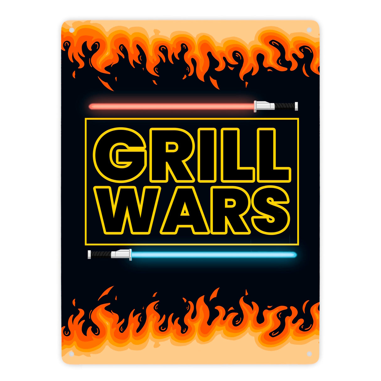 Grill Wars Metallschild für den Grill mit Laserschwert