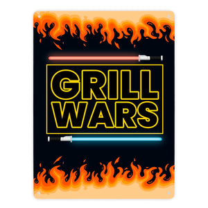Grill Wars Metallschild für den Grill mit Laserschwert