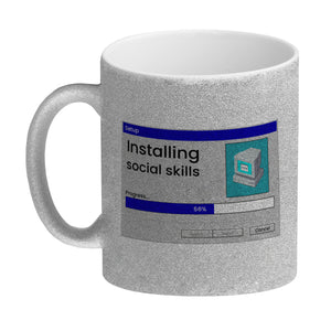 Installing social skills Kaffeebecher mit Computer Motiv