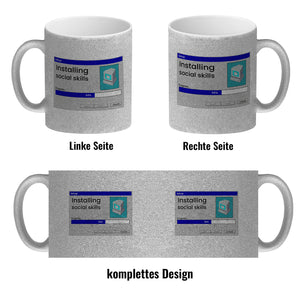 Installing social skills Kaffeebecher mit Computer Motiv