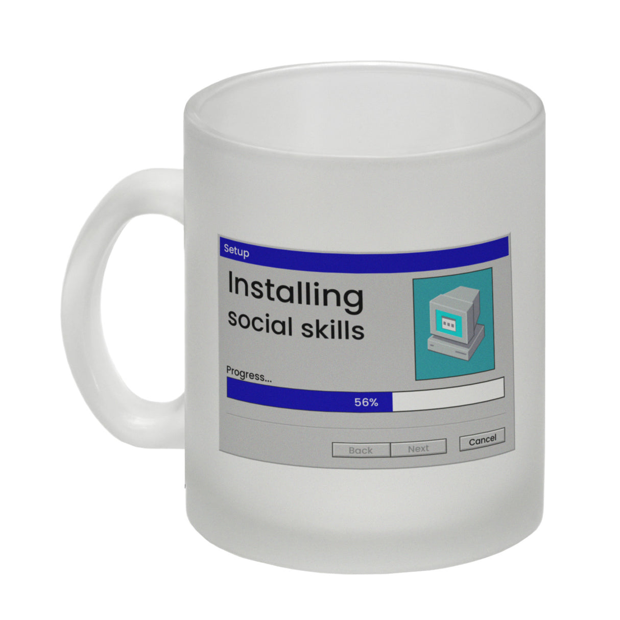 Installing social skills Kaffeebecher mit Computer Motiv