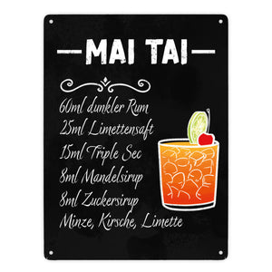 Metallschild mit Cocktailrezept für Long Island Iced Tea