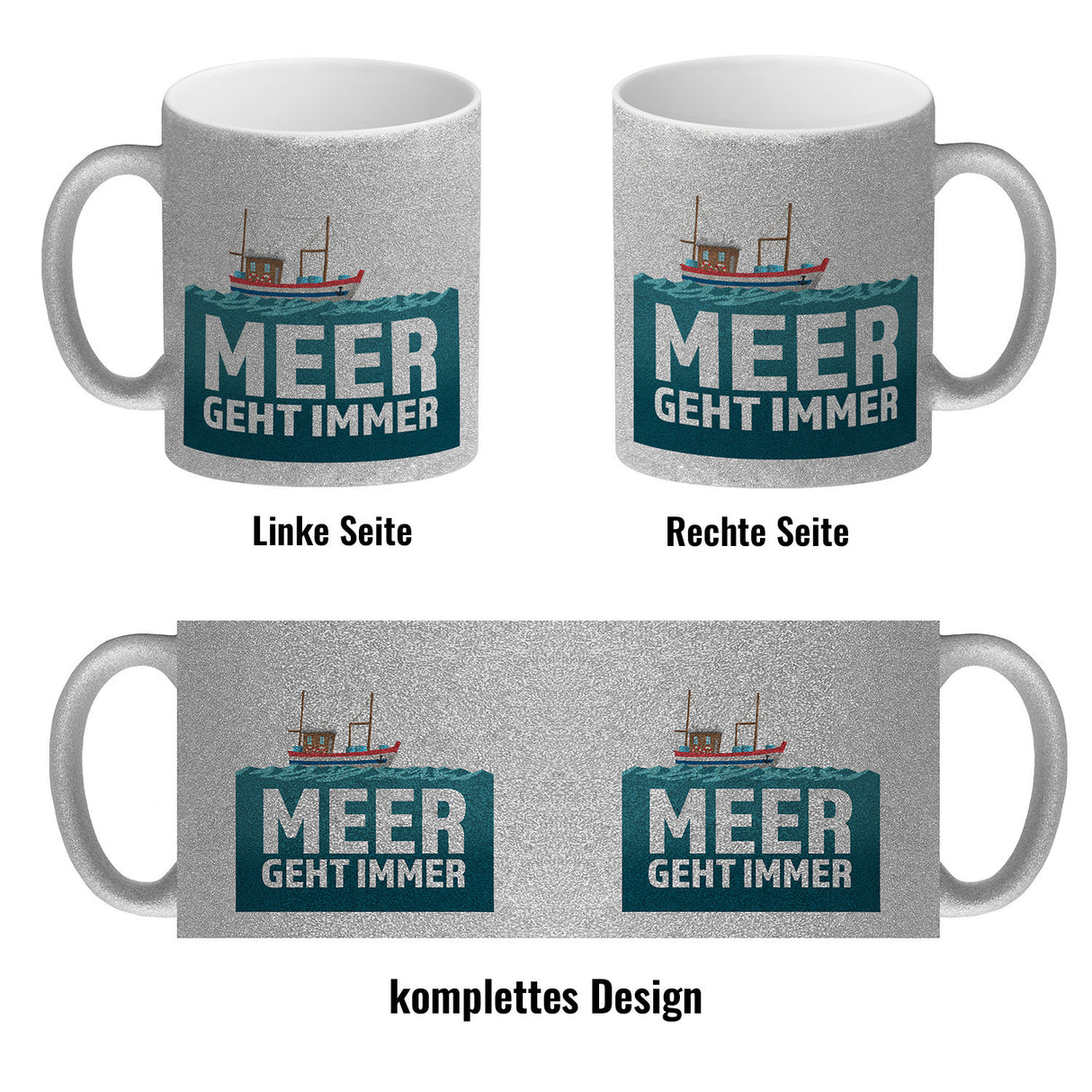 Meer geht immer Kaffeebecher mit Boot für Urlauber