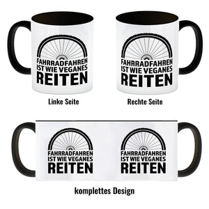 Fahrradfahren ist wie veganes Reiten Kaffeebecher für Radler