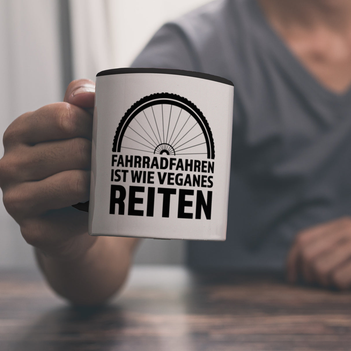 Fahrradfahren ist wie veganes Reiten Kaffeebecher für Radler