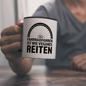 Fahrradfahren ist wie veganes Reiten Kaffeebecher für Radler