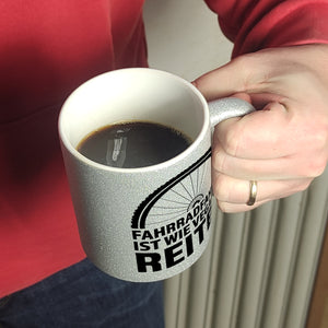 Fahrradfahren ist wie veganes Reiten Kaffeebecher für Radler