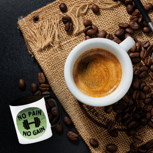 No pain no gain Fitness Kaffeebecher mit Hantel