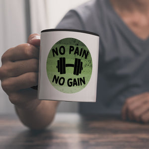 No pain no gain Fitness Kaffeebecher mit Hantel