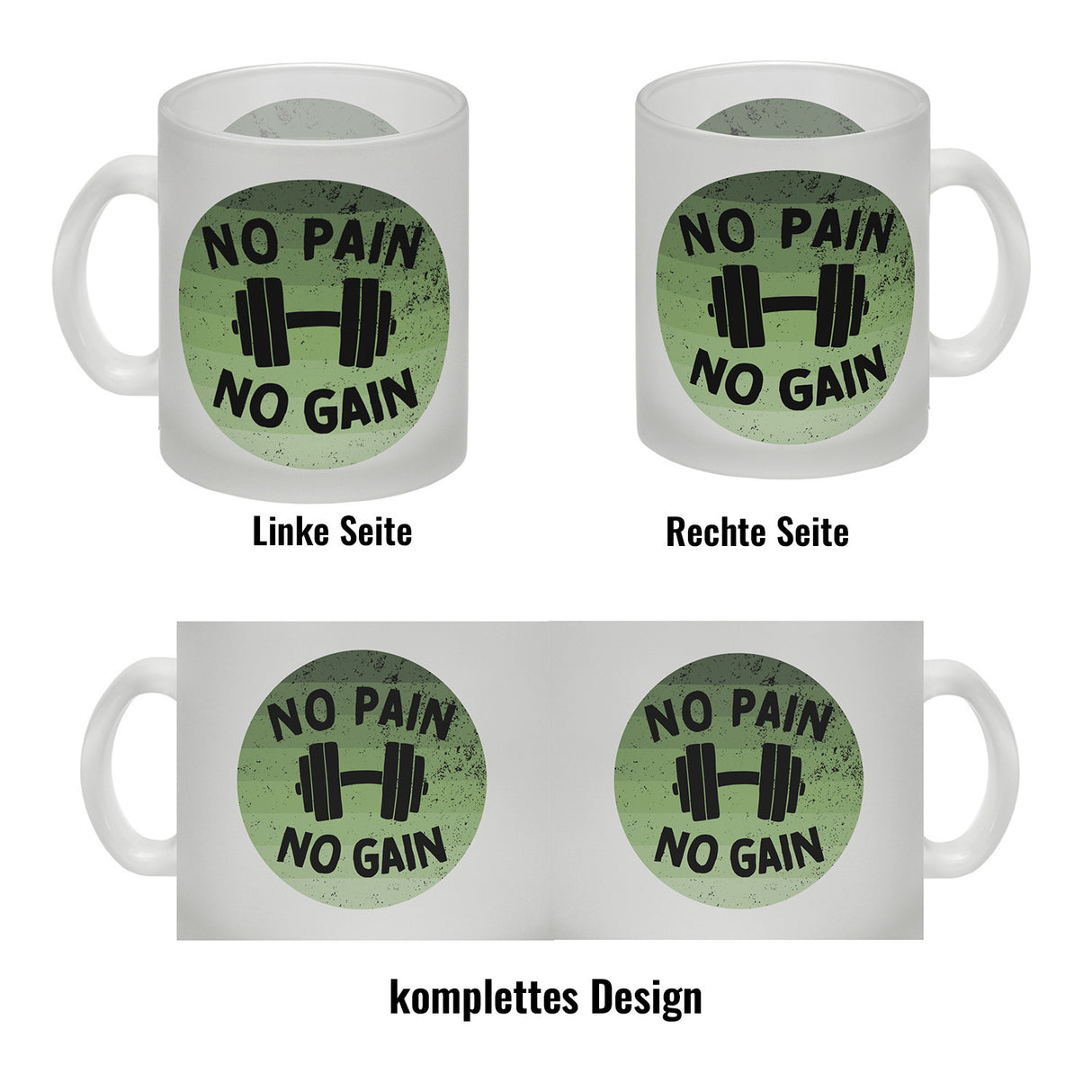 No pain no gain Fitness Kaffeebecher mit Hantel