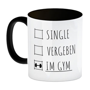 Single, vergeben oder im Gym Fitness Kaffeebecher