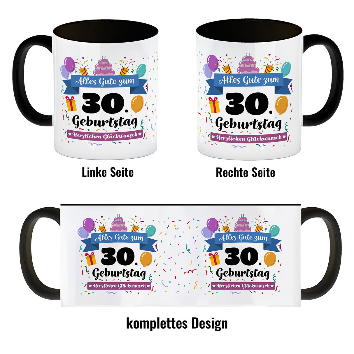 30. Geburtstag Kaffeebecher mit lustigem Spruch: Alles Gute